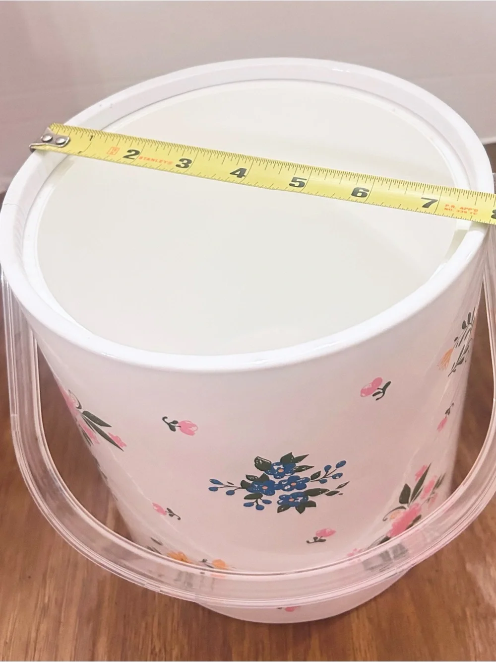 Vintage Coquette Girl Floral Cottagecore Ice Bucket with Clear Lid and Handle
